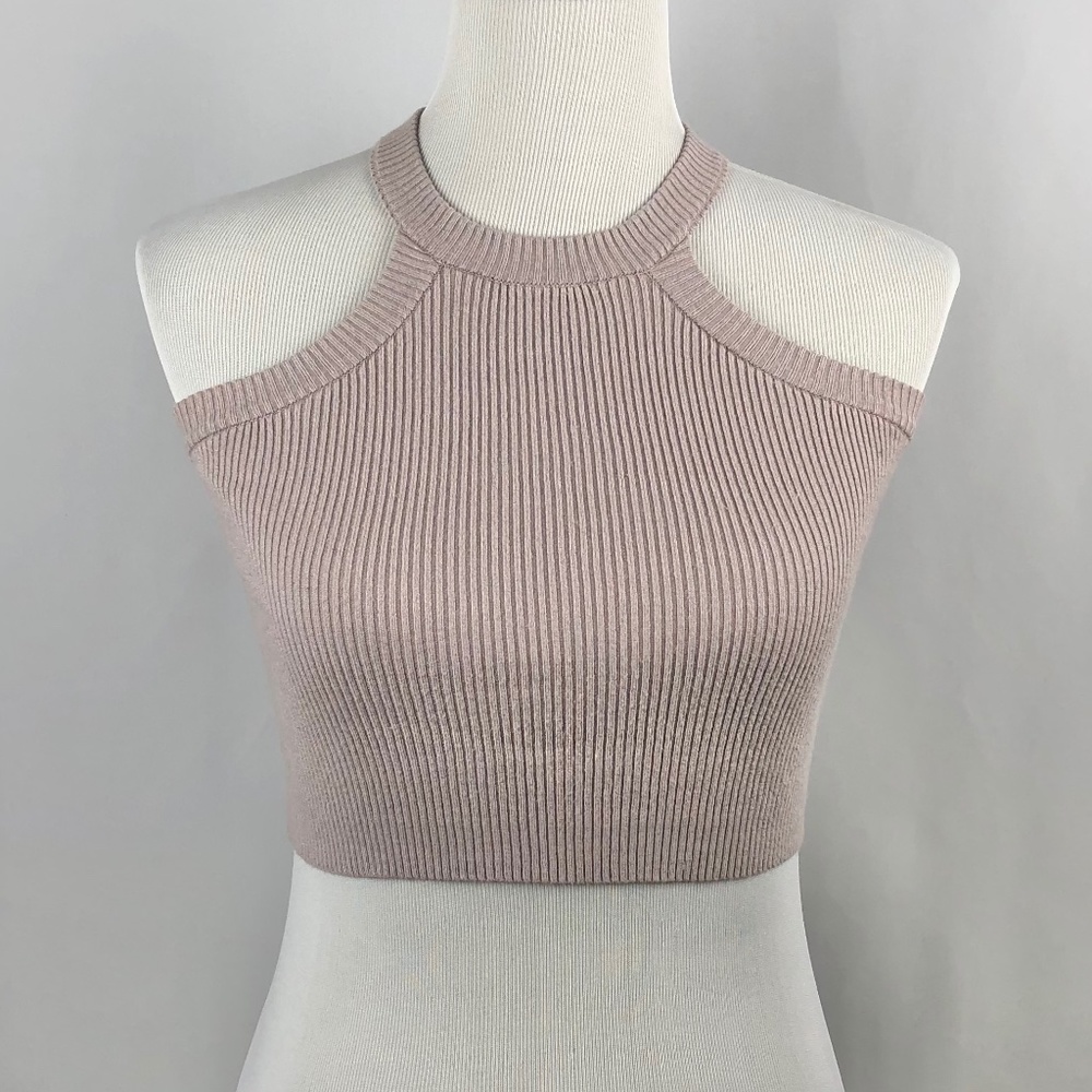 Brandy Melville Ribbed High Neck Cropped Tank Top